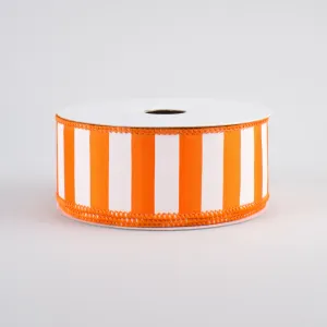 1.5" Medium Stripe Ribbon: Orange & White (10 Yards)