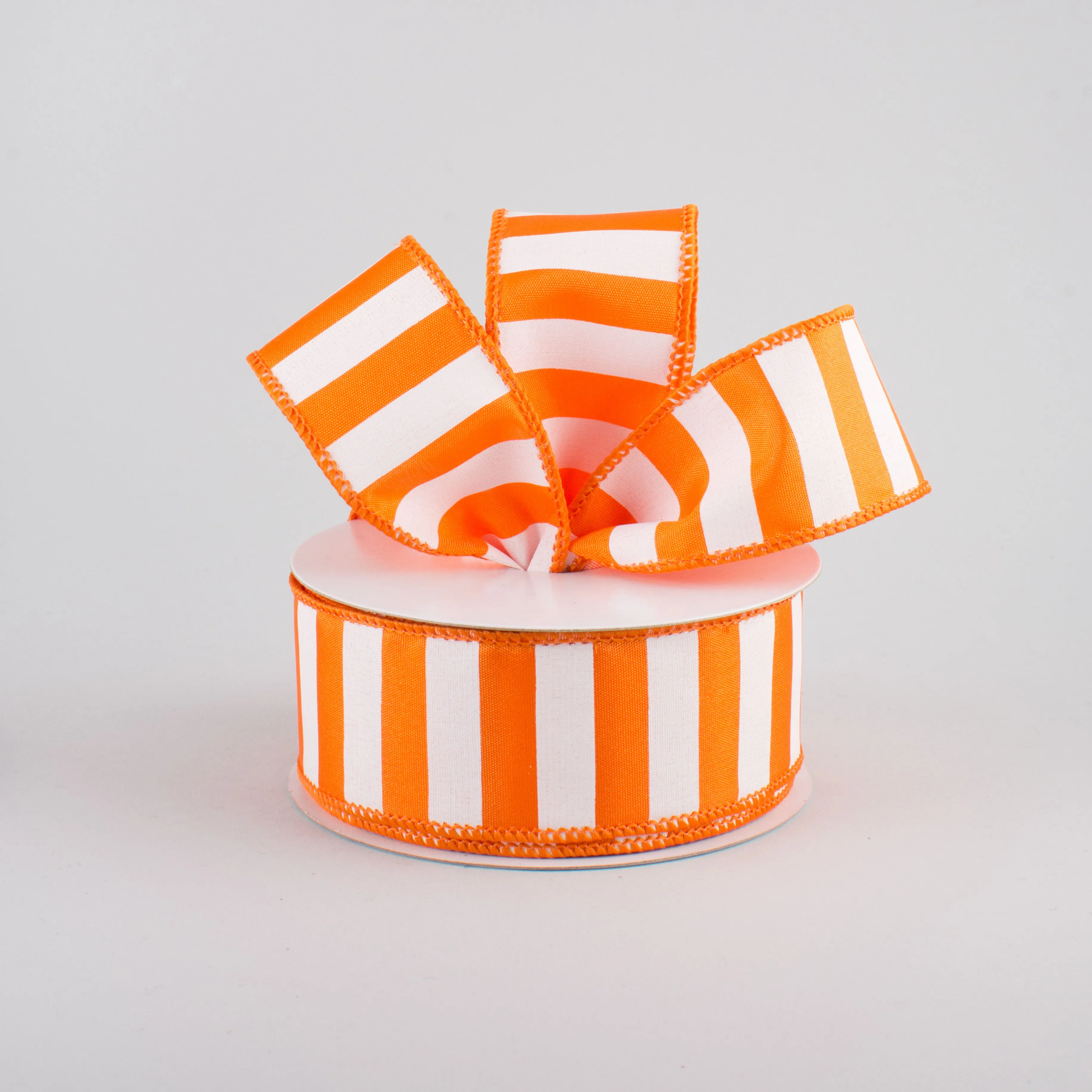1.5" Medium Stripe Ribbon: Orange & White (10 Yards)
