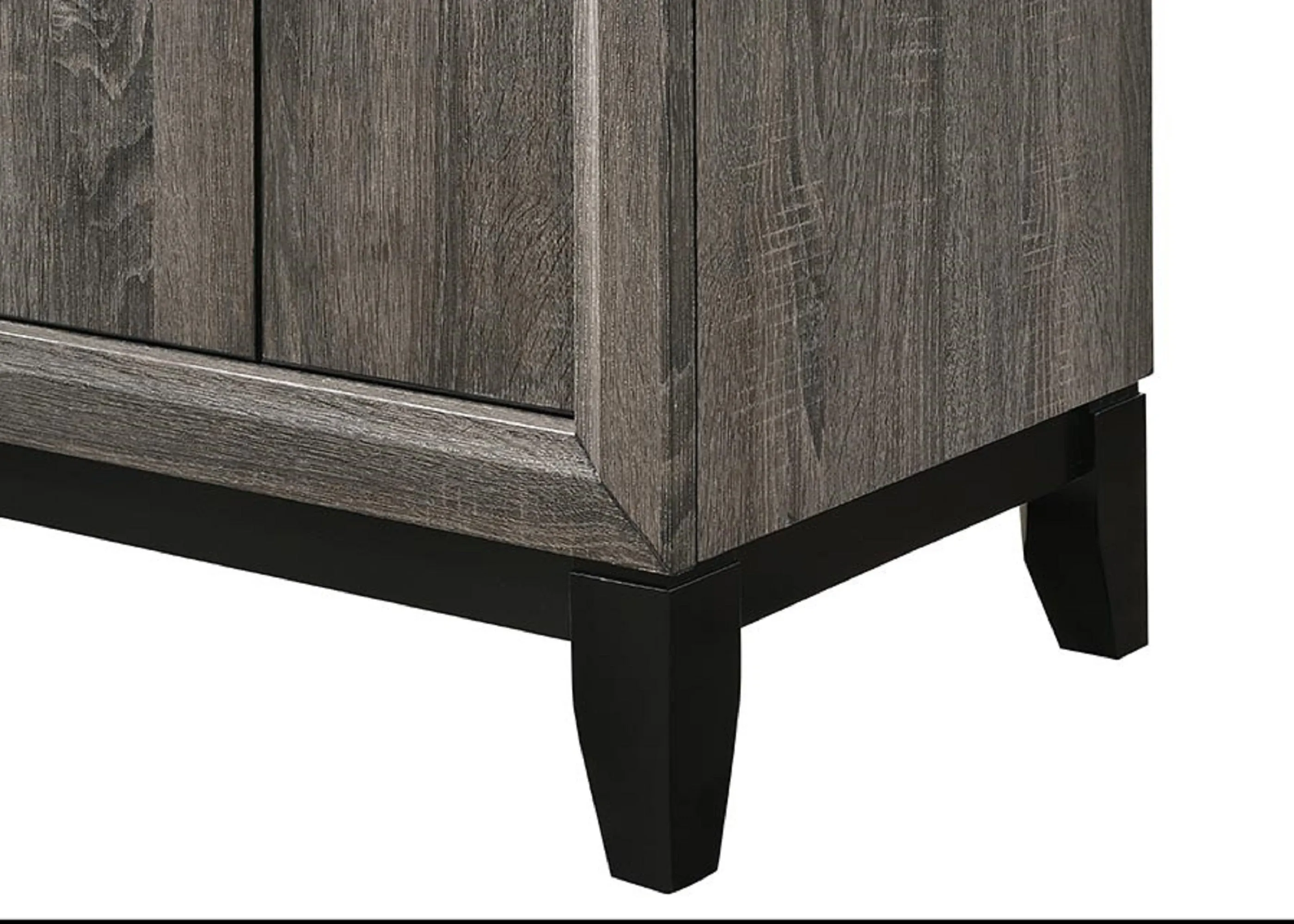 2-Drawer Nightstand End Table, Gray/Brown Finish, Metal Handles, Bedroom/Living Room