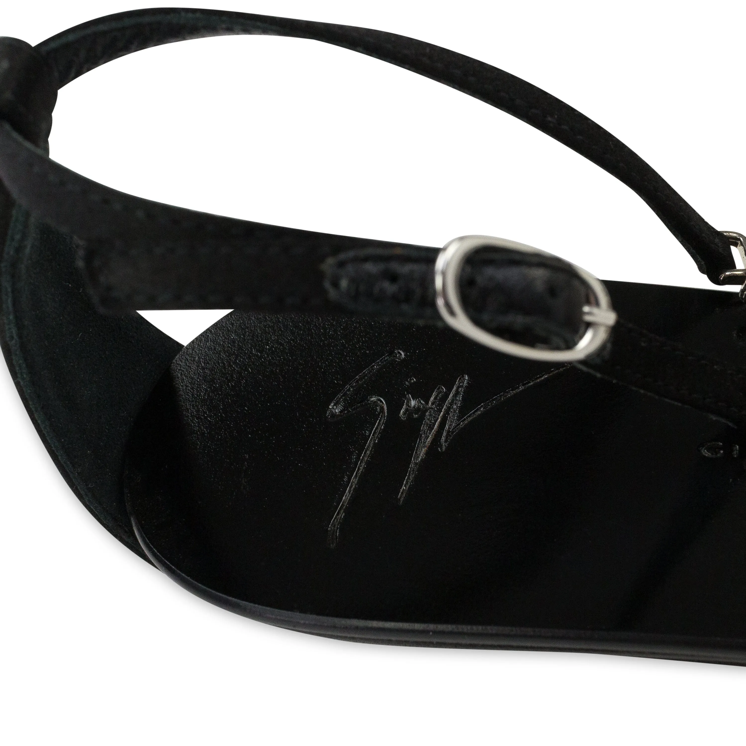 BLACK METAL SNAKE STRAP SANDALS