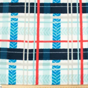 Blue & Red Checks on White Printed Polar Fleece DSN #53