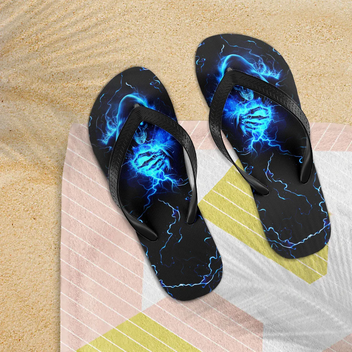Blue Grim Reaper Flip Flops for Women Beach