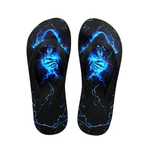 Blue Grim Reaper Flip Flops for Women Beach