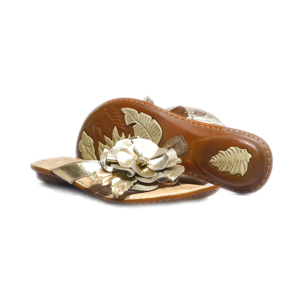 Born Flip Flops Leather Gold Colour For Women