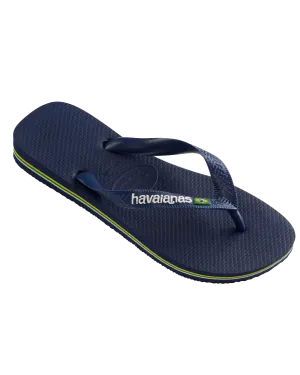 Brazil Logo Flip Flops in Navy Blue