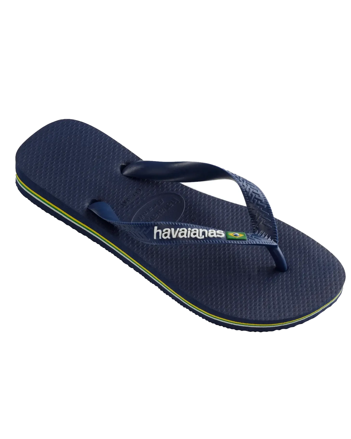 Brazil Logo Flip Flops in Navy Blue