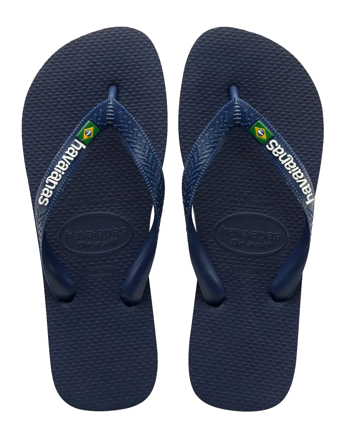 Brazil Logo Flip Flops in Navy Blue