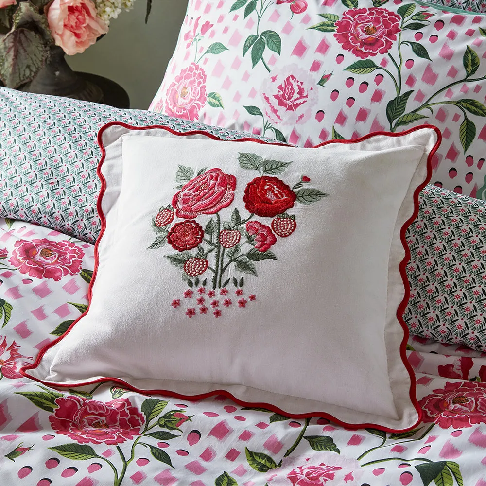 Cath Kidston Strawberry Garden White Filled Cushion (45cm x 45cm)