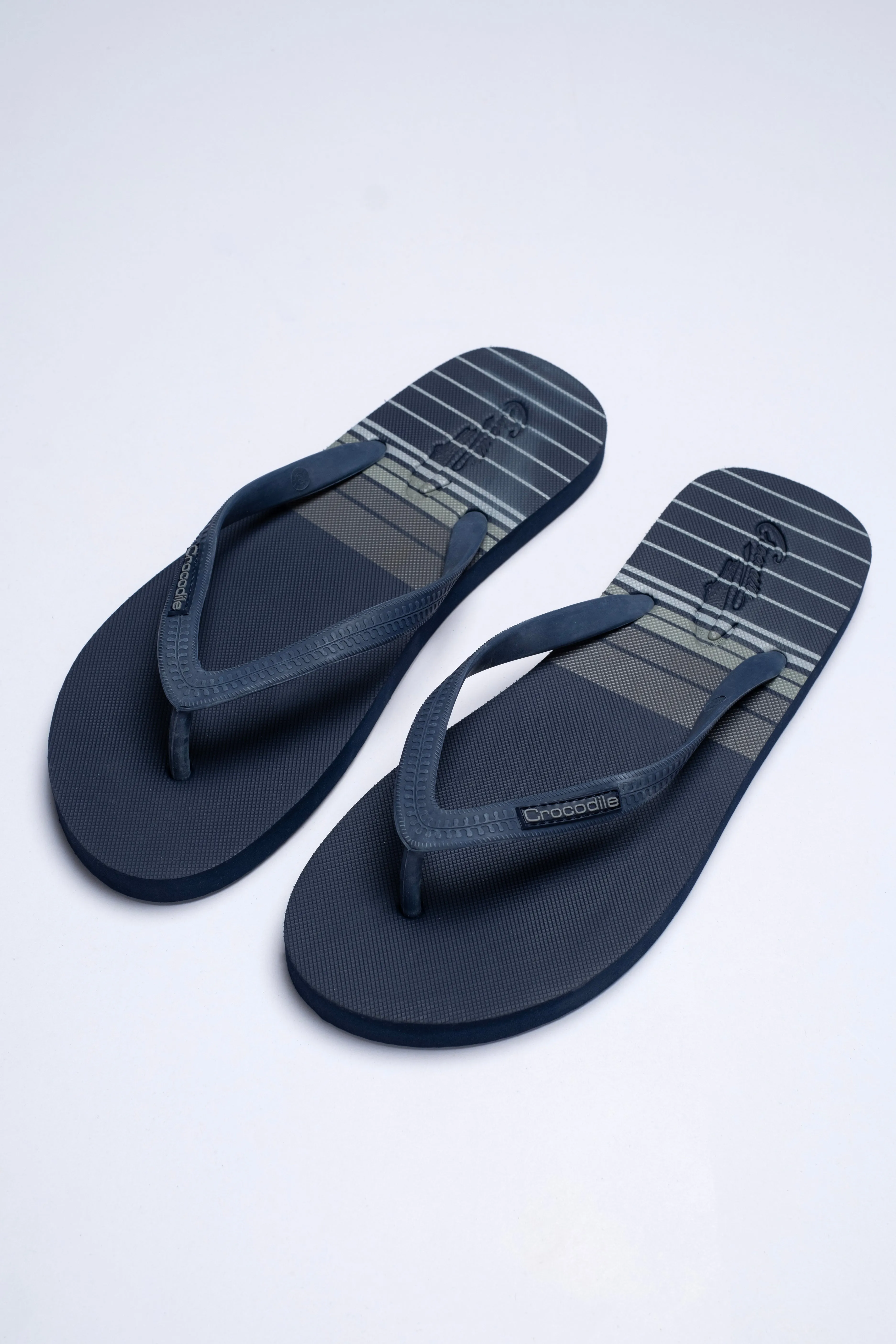 Crocodile Dark Blue Printed Strap Flip Flop