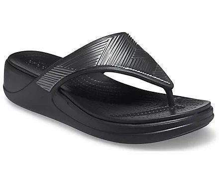 Crocs Womens Classic Monterey Metallic Wedge - Black