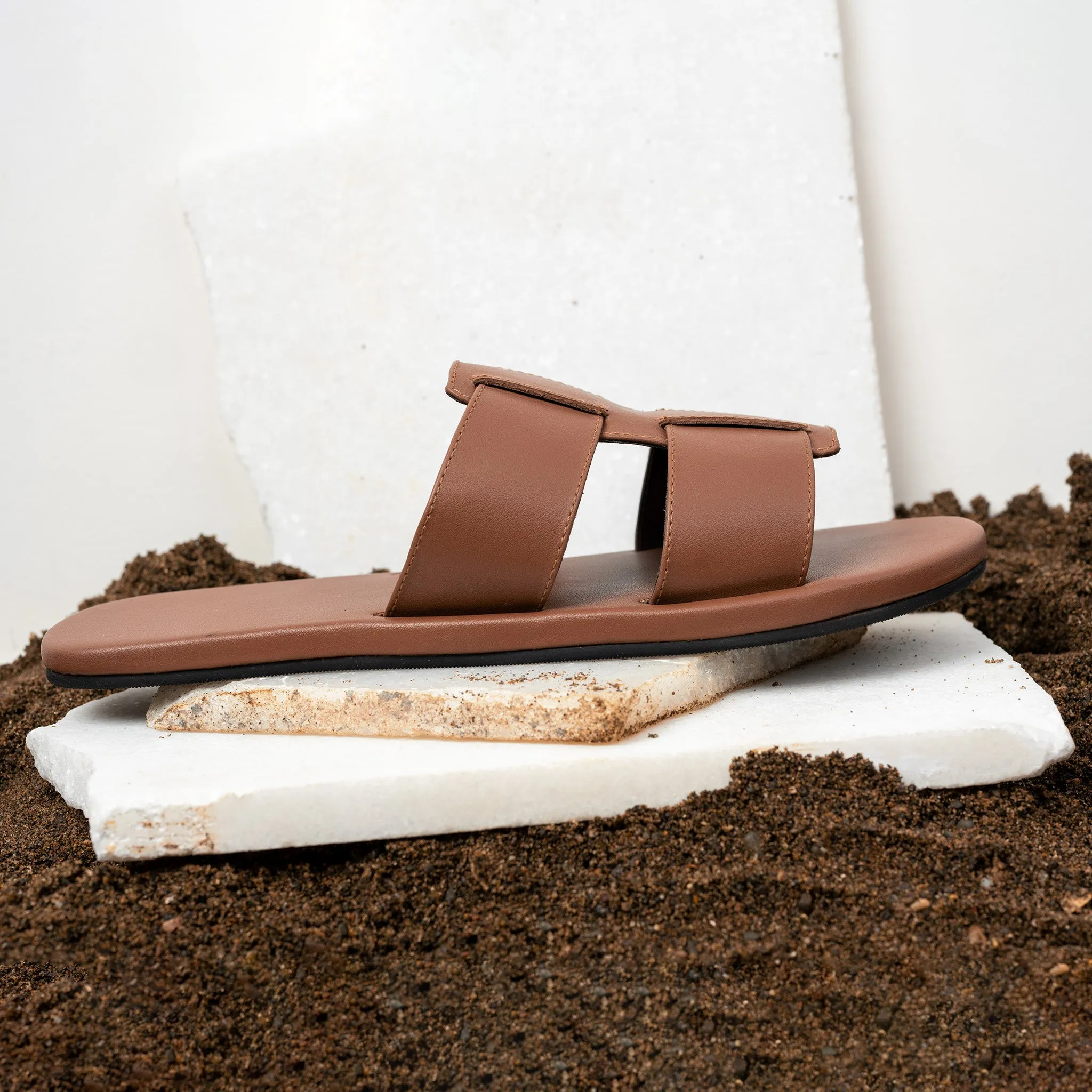 Dune Cloak Vegan Leather Brown Men Slides Thrift Edit