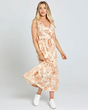Emelia Sleeveless Midi Dress - Peach Bloom