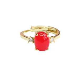 Ethnic Style Adjustable Natural Green Chalcedony and Pigeon Blood Red Agate Sterling Silver Ring