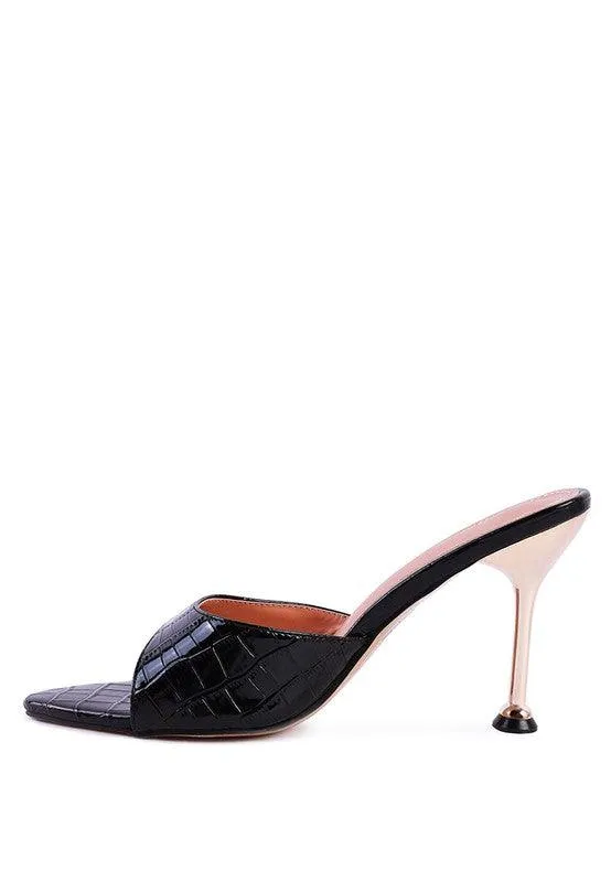 French Cut High Heel Croc Slides