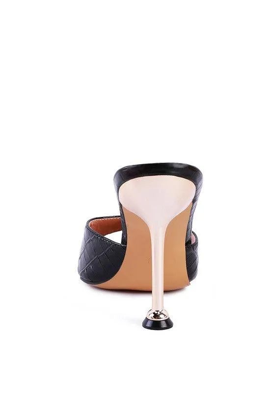 French Cut High Heel Croc Slides