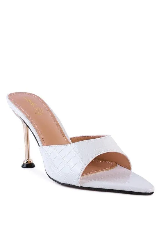 French Cut High Heel Croc Slides