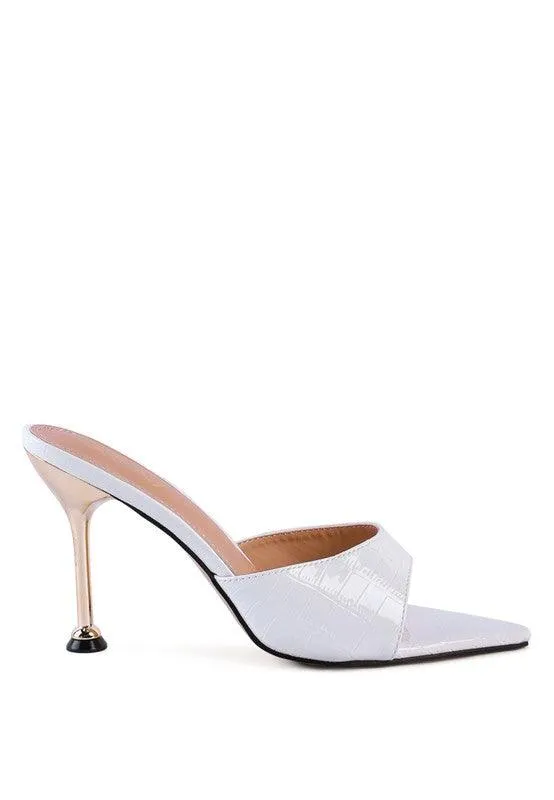 French Cut High Heel Croc Slides