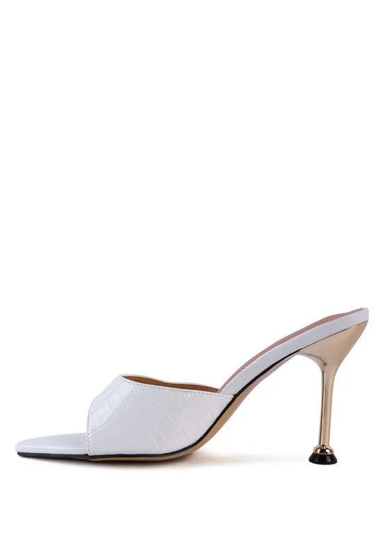 French Cut High Heel Croc Slides