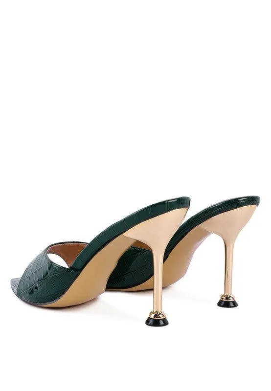 French Cut High Heel Croc Slides