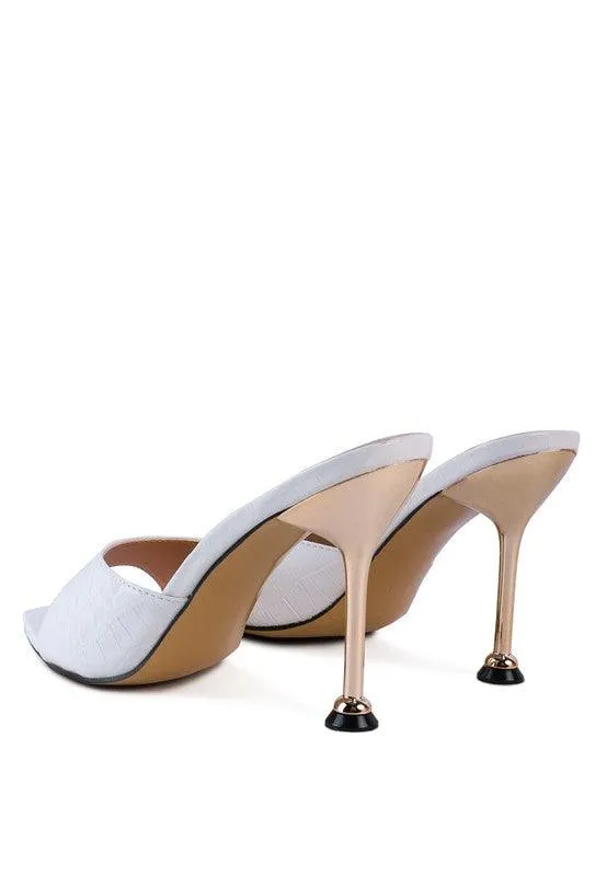 French Cut High Heel Croc Slides