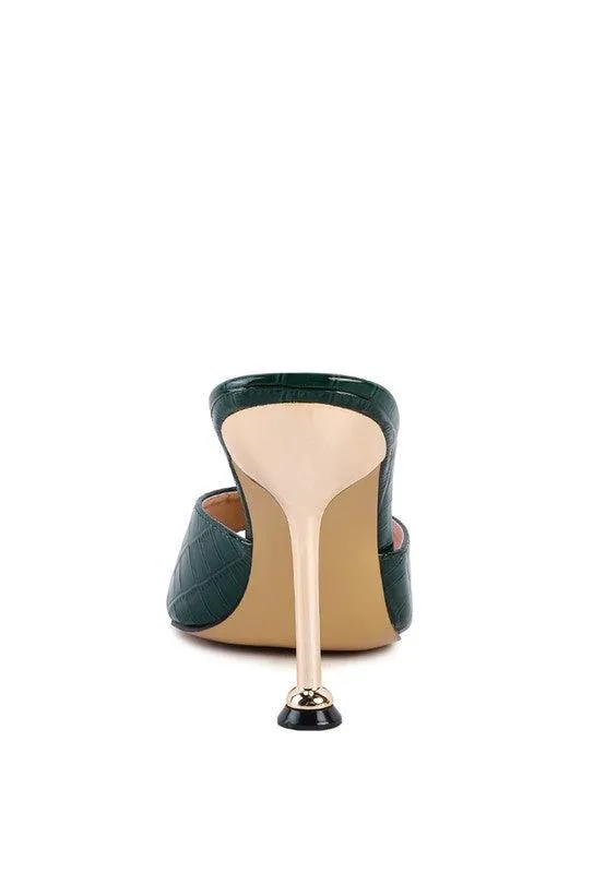 French Cut High Heel Croc Slides