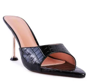 French Cut High Heel Croc Slides