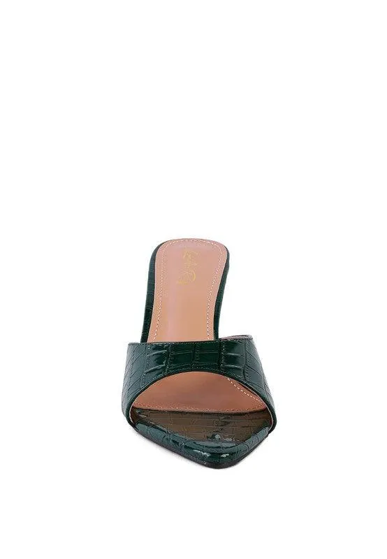 French Cut High Heel Croc Slides