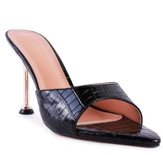 French Cut High Heel Croc Slides