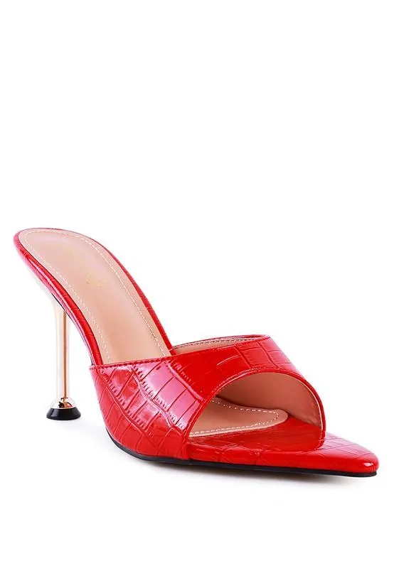 French Cut High Heel Croc Slides