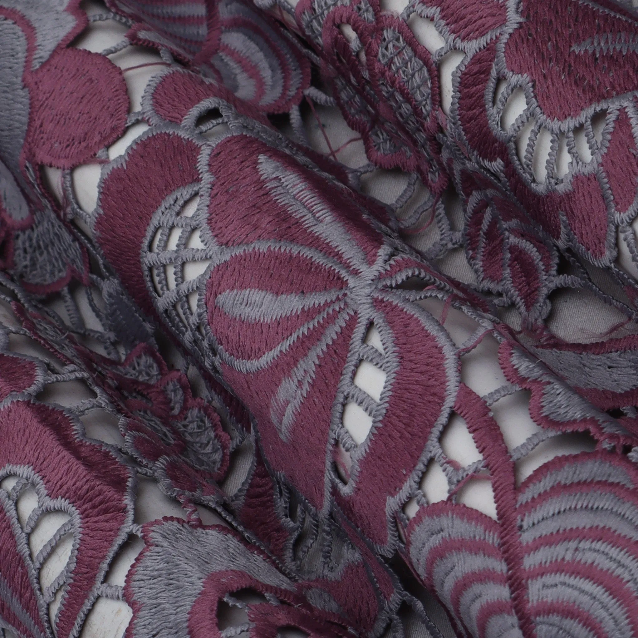 Gray Color Crosia Cut Work Fabric