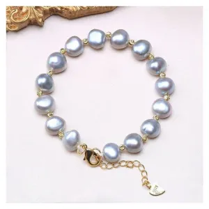 Gray Purple Pearl Bracelet