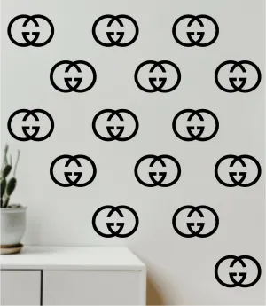Gucci Logo Pattern Set of 20 Wall Decal Home Decor Bedroom Room Vinyl Sticker Art Quote Designer Brand Luxury Girls Cute Expensive
