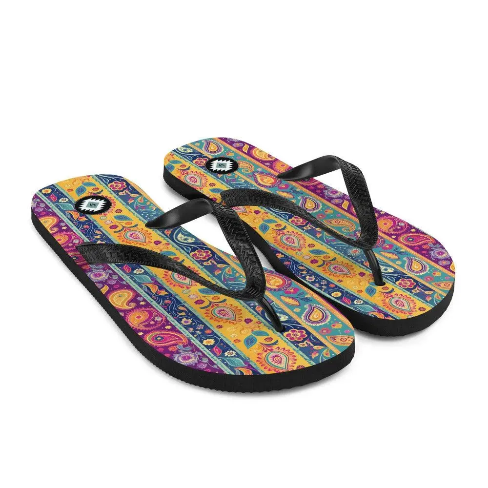 Indian Whimsical Paisley Flip Flops