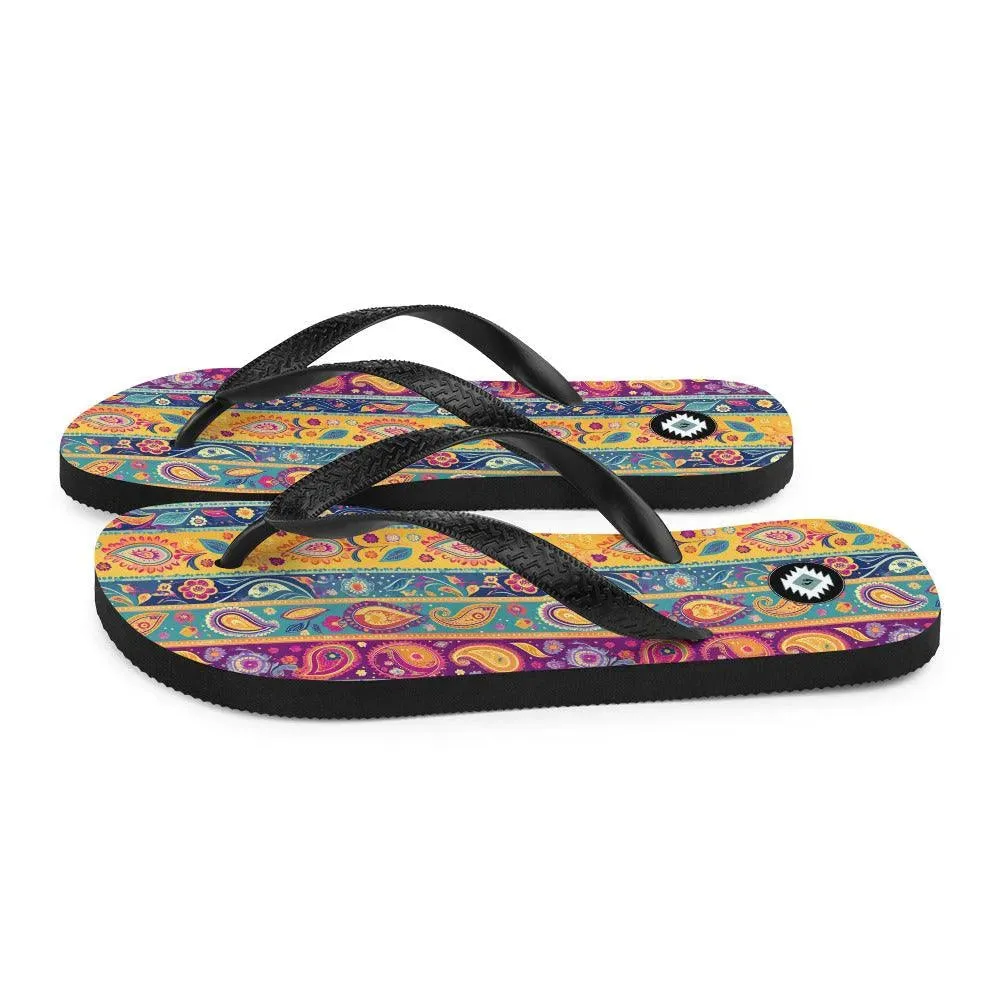 Indian Whimsical Paisley Flip Flops