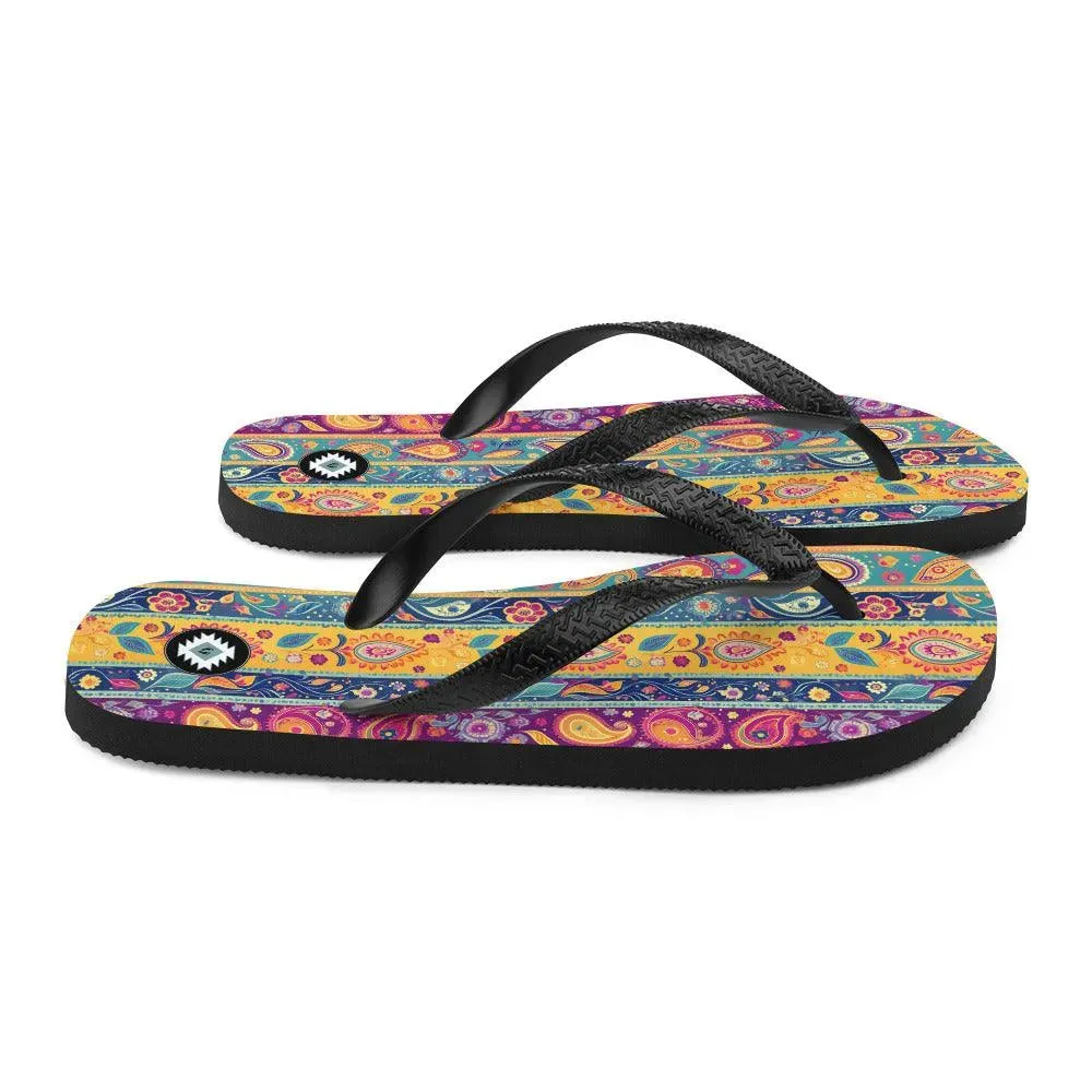 Indian Whimsical Paisley Flip Flops
