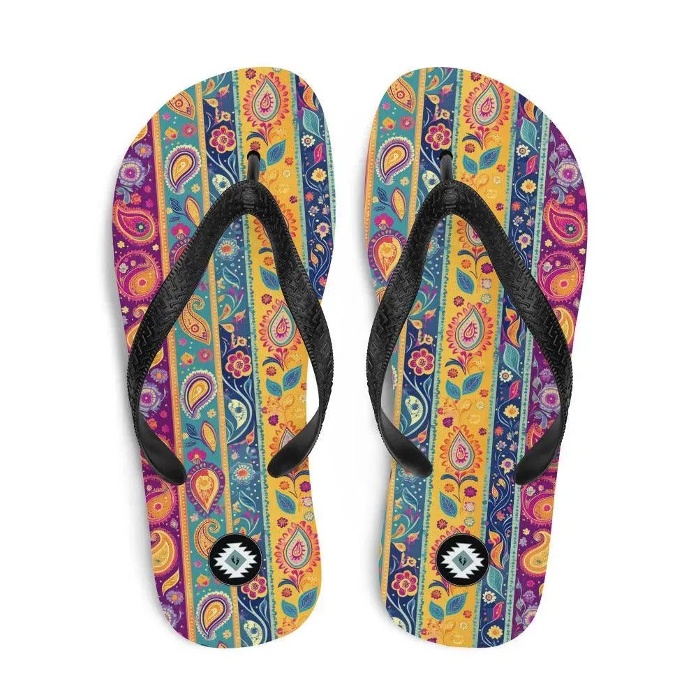 Indian Whimsical Paisley Flip Flops