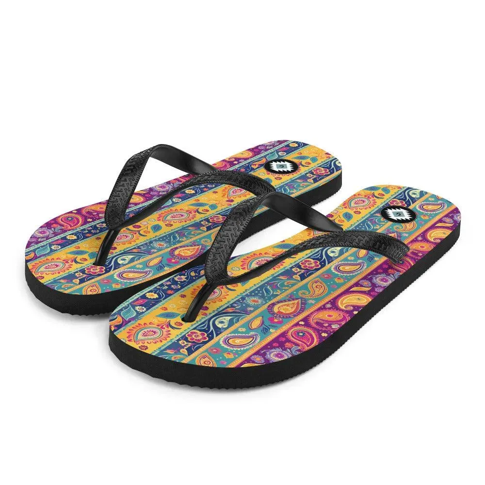 Indian Whimsical Paisley Flip Flops