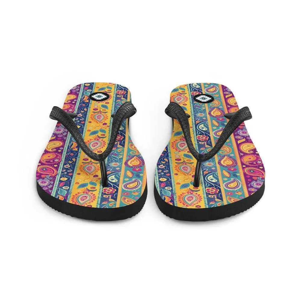 Indian Whimsical Paisley Flip Flops