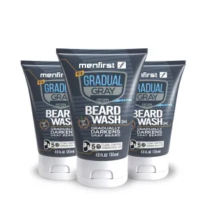 Menfirst Gradual Gray - Beard Wash - Natural Darkening Formula - 3 Pack - 4.6 Oz Each