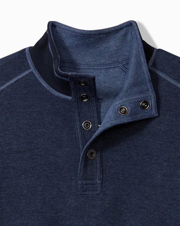 Men's Tommy Bahama | Coast Reversible Snap Mock Sweatshirt | Blue Note Heather