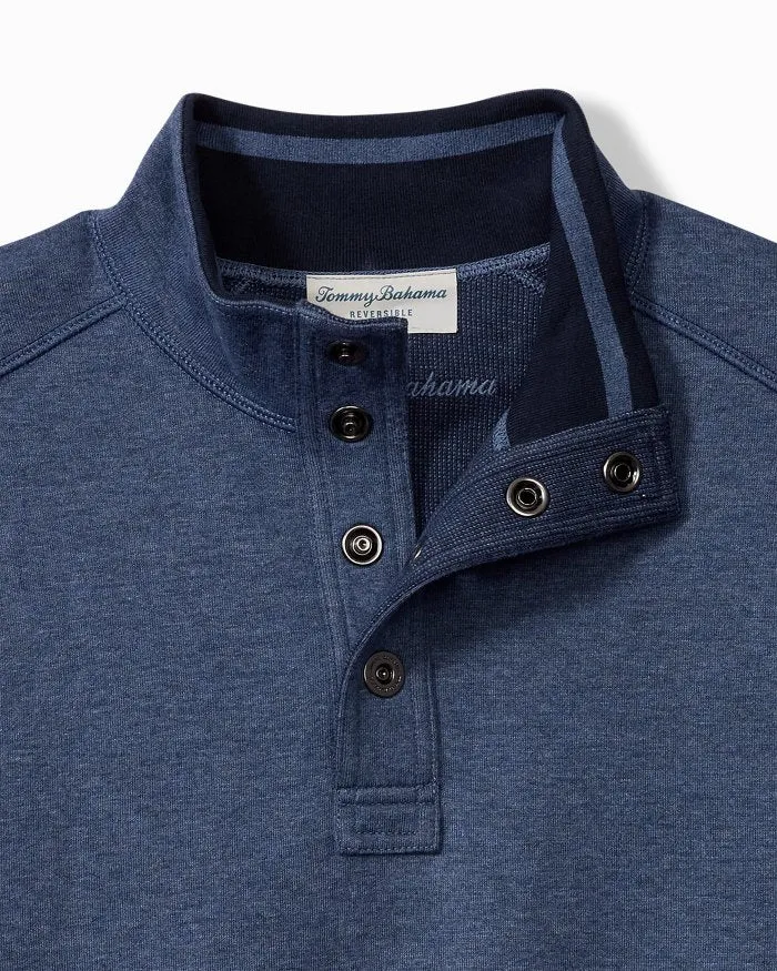 Men's Tommy Bahama | Coast Reversible Snap Mock Sweatshirt | Blue Note Heather