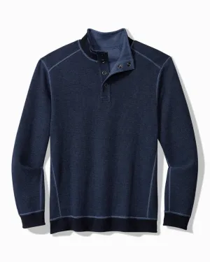 Men's Tommy Bahama | Coast Reversible Snap Mock Sweatshirt | Blue Note Heather