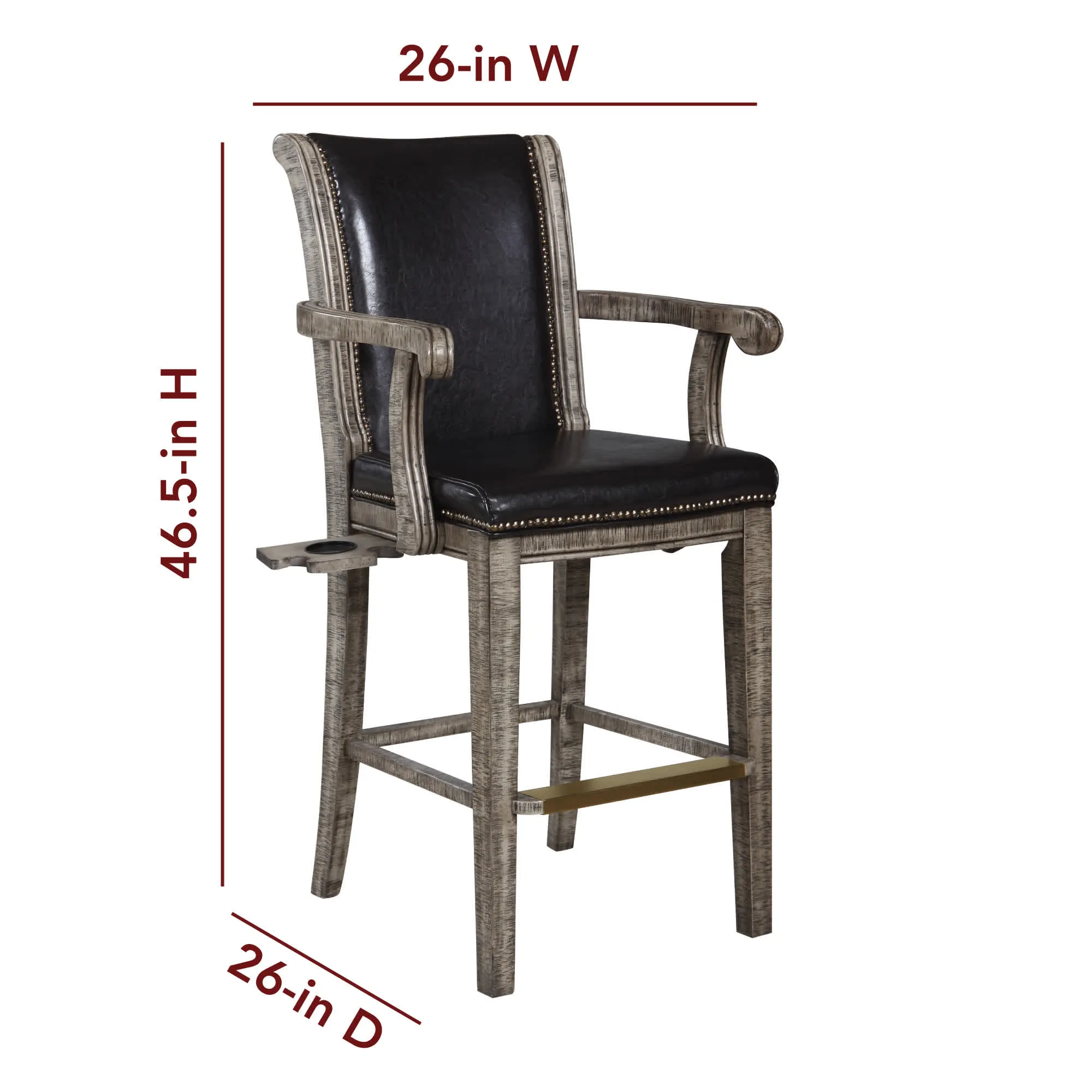 Montecito 29-in High Top Deluxe Spectator Chair - Rustic Gray