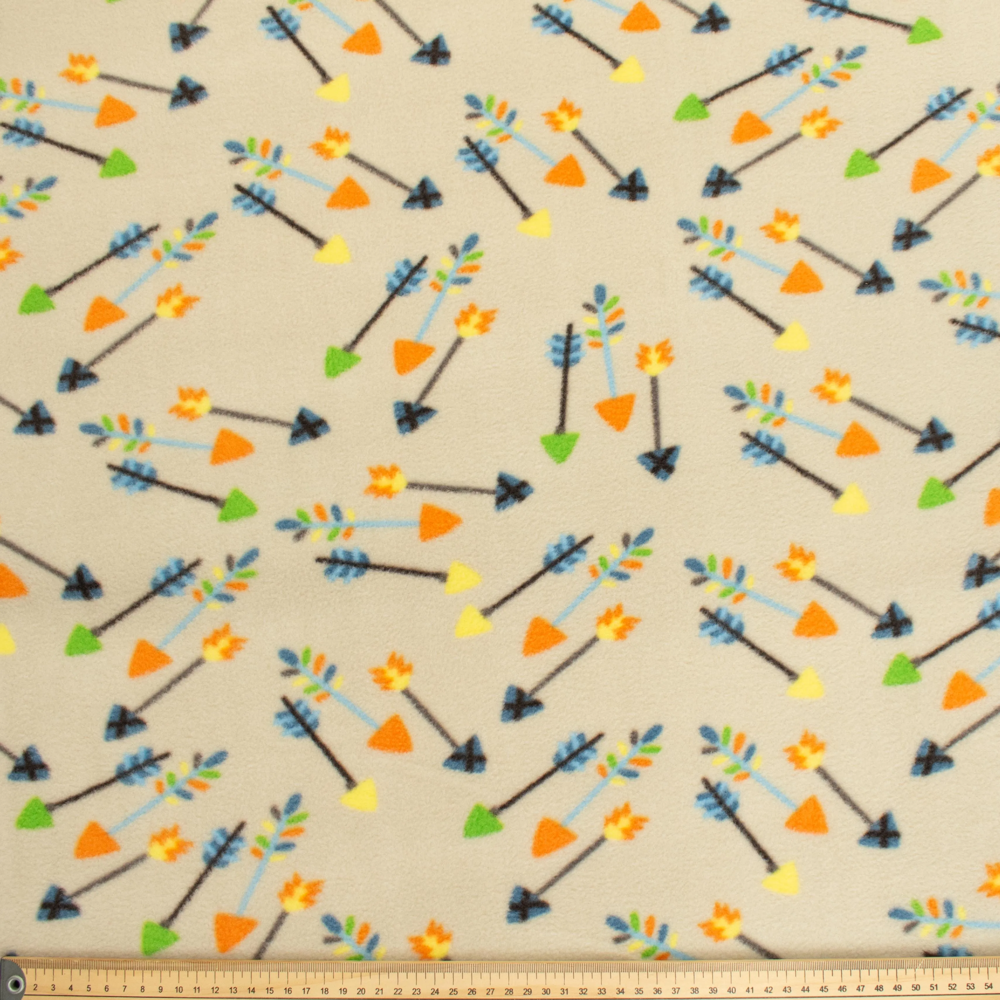Multi Colour Arrows on Beige Printed Polar Fleece Design-A26