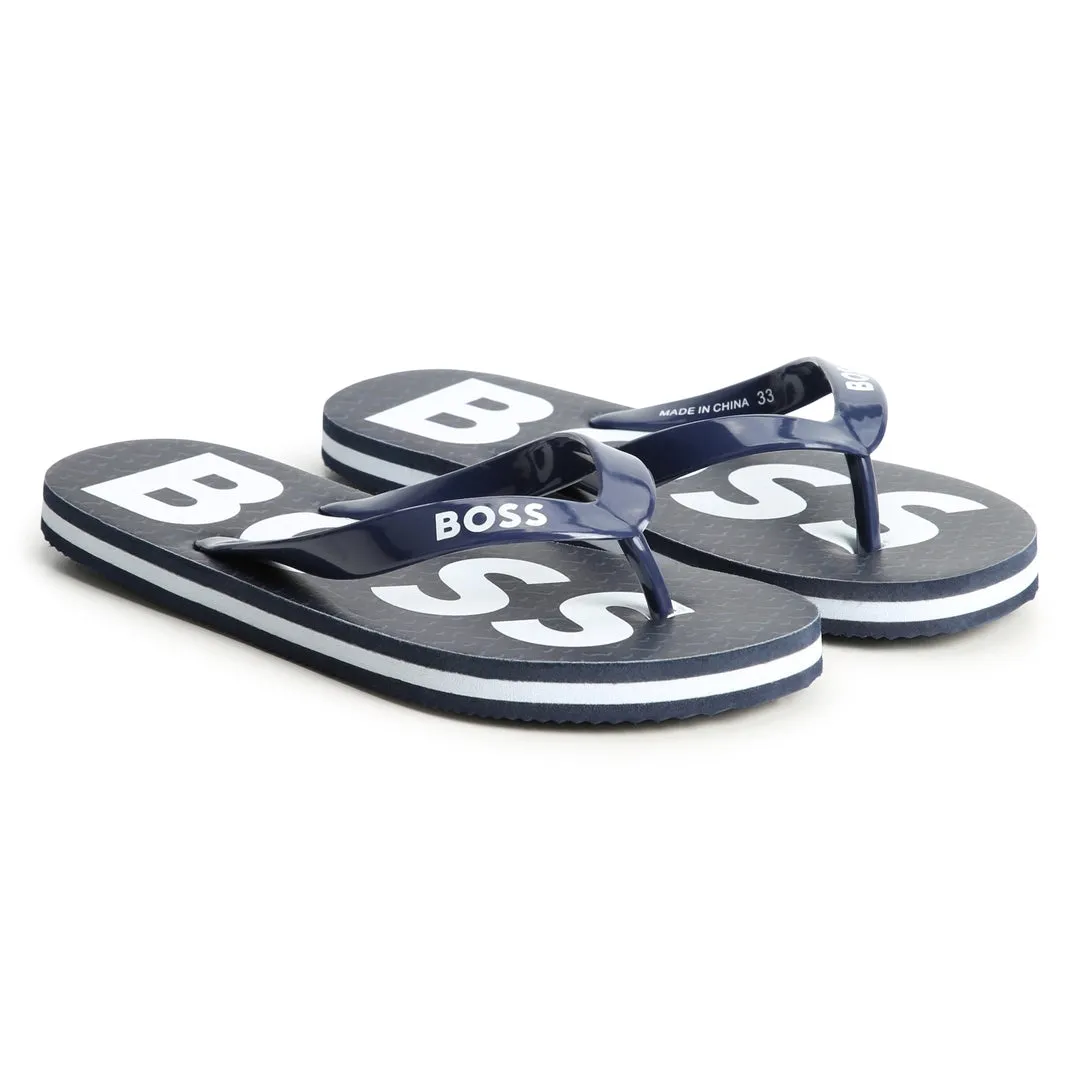 Navy Logo Flip Flops
