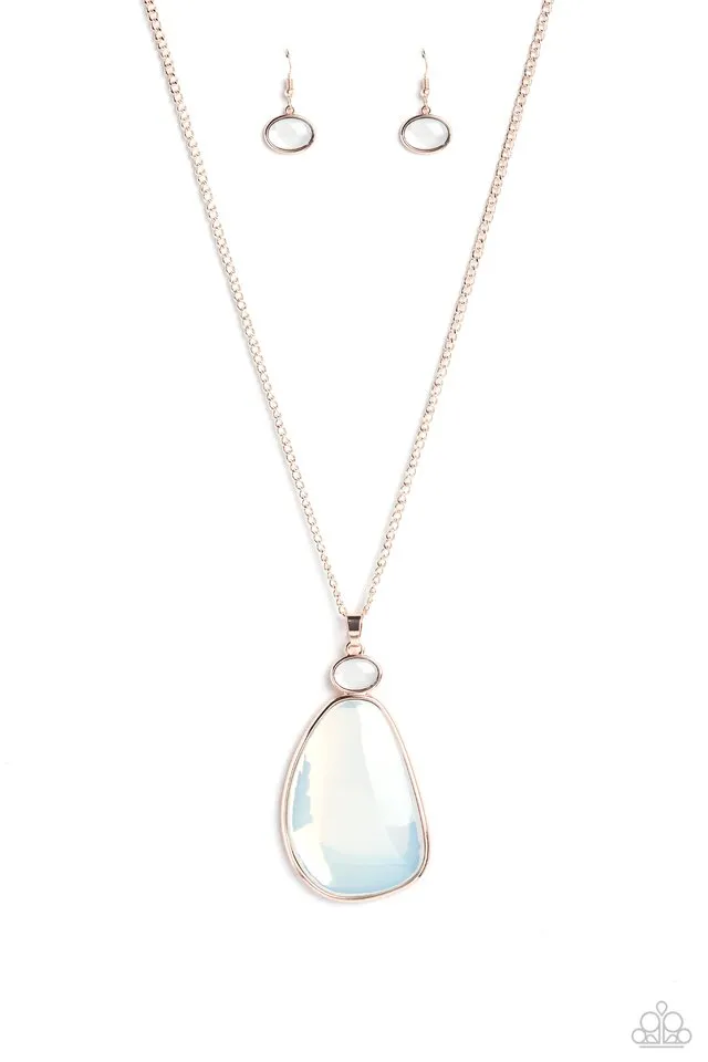 Paparazzi Necklace ~ Geometric Glow - Rose Gold