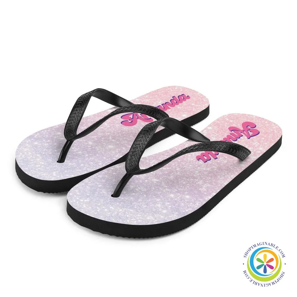 Personalized Glitter Print Flip-Flops