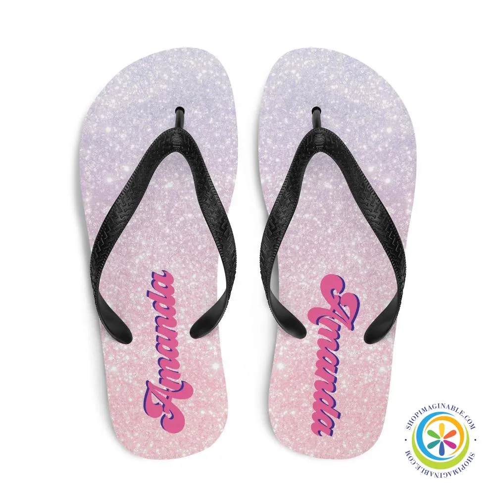 Personalized Glitter Print Flip-Flops
