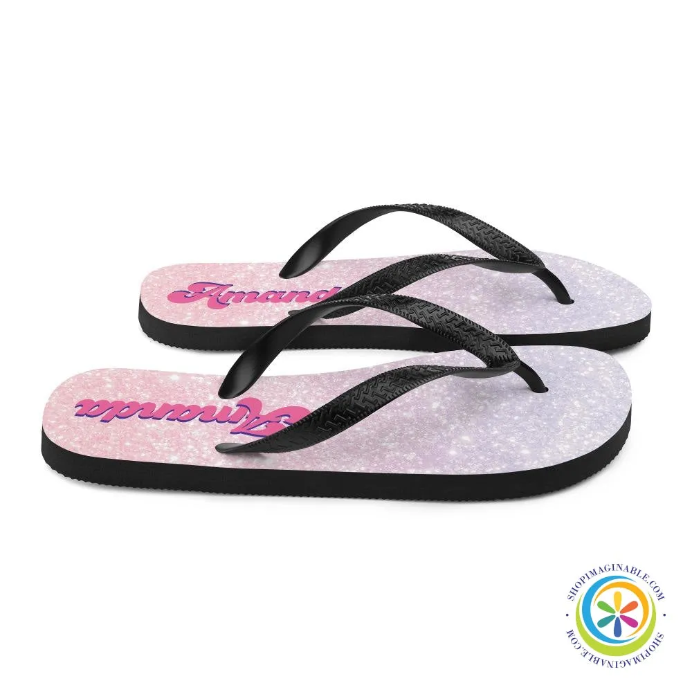 Personalized Glitter Print Flip-Flops