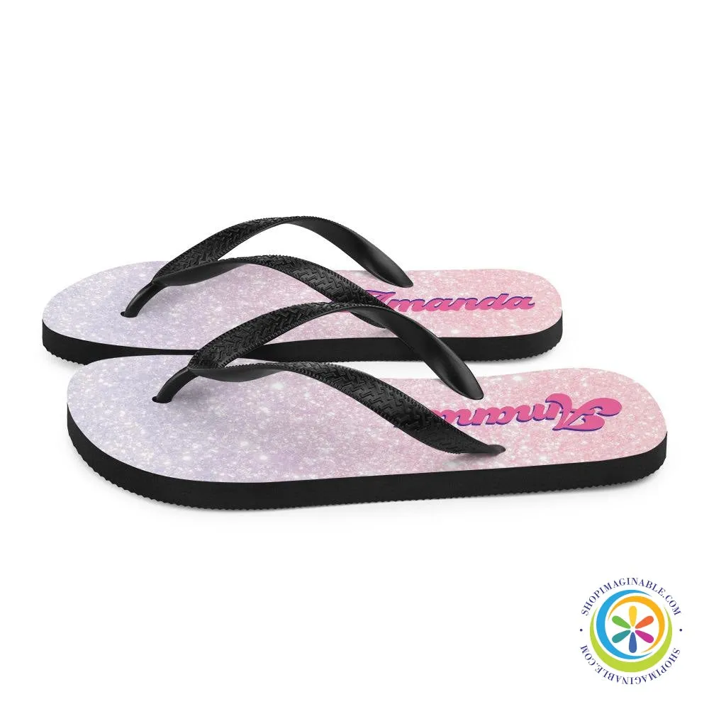 Personalized Glitter Print Flip-Flops